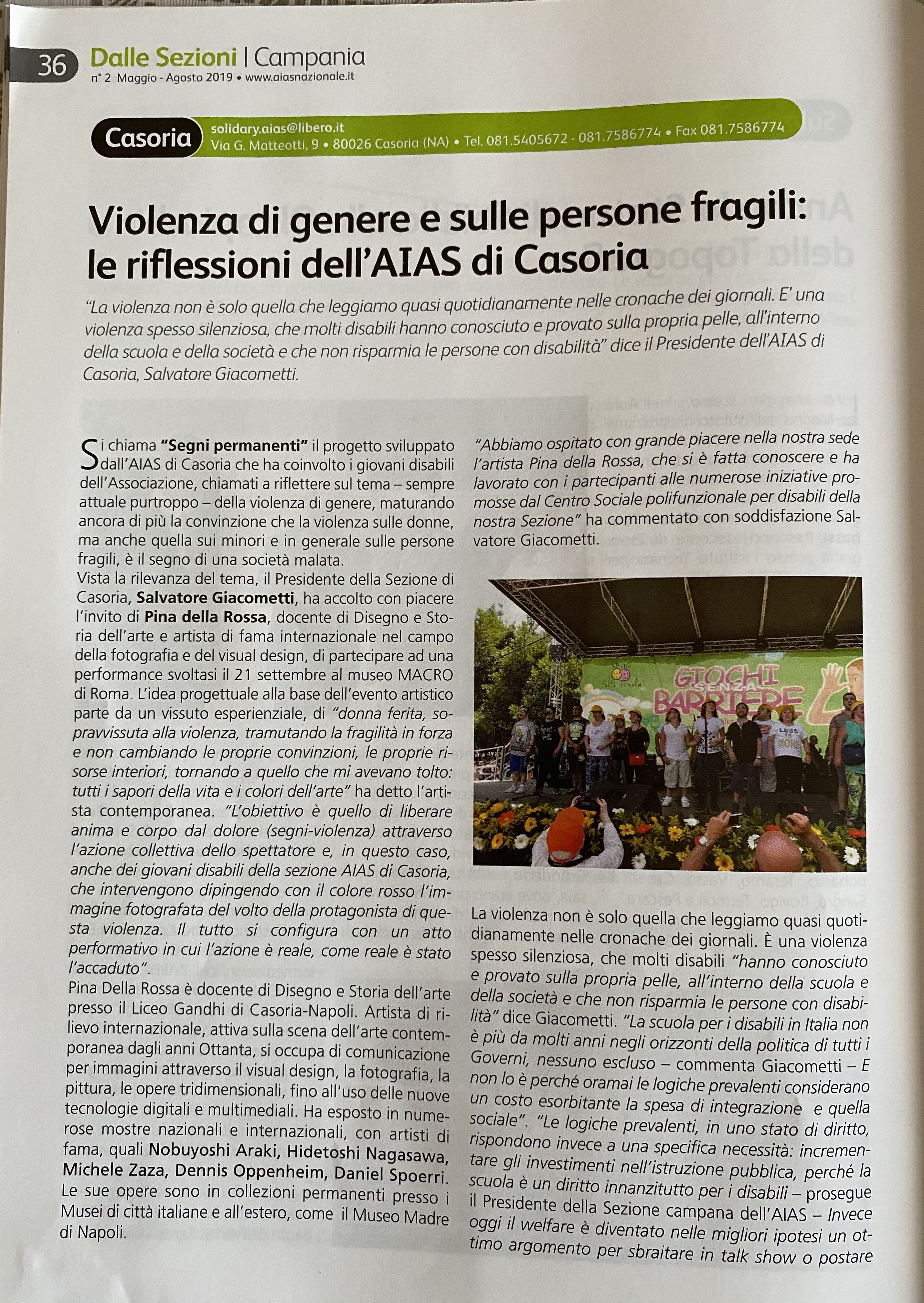 pagina giornale aias